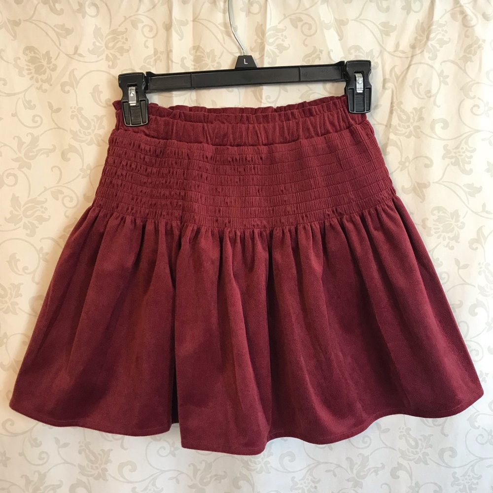 GB Big Girls Red Smocked Waist Mini Skirt Size M
